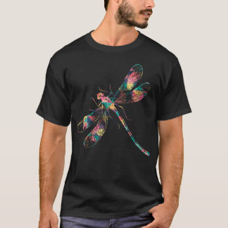 Camiseta Libélula Cor Abstrata Verão Enxame Amante Ninfa