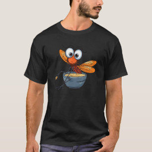 Camiseta libélula de alerta engraçada pega com mão no arco