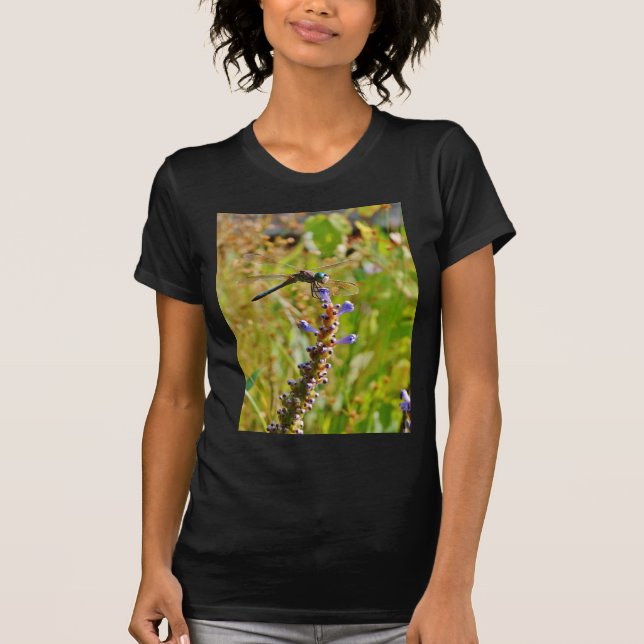 Camiseta libélula de flor de lavanda (Frente)