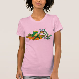 Camiseta Libélula do sapo de Lilypad da flor