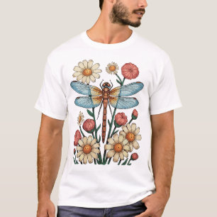 Camiseta Libélula Floral Cottagecore Jardim Flor Natureza