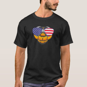 Camiseta Libélula Legal Usando Óculos De Sol Da Bandeira Do