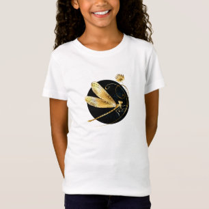 Camiseta libélula ouro em círculo preto