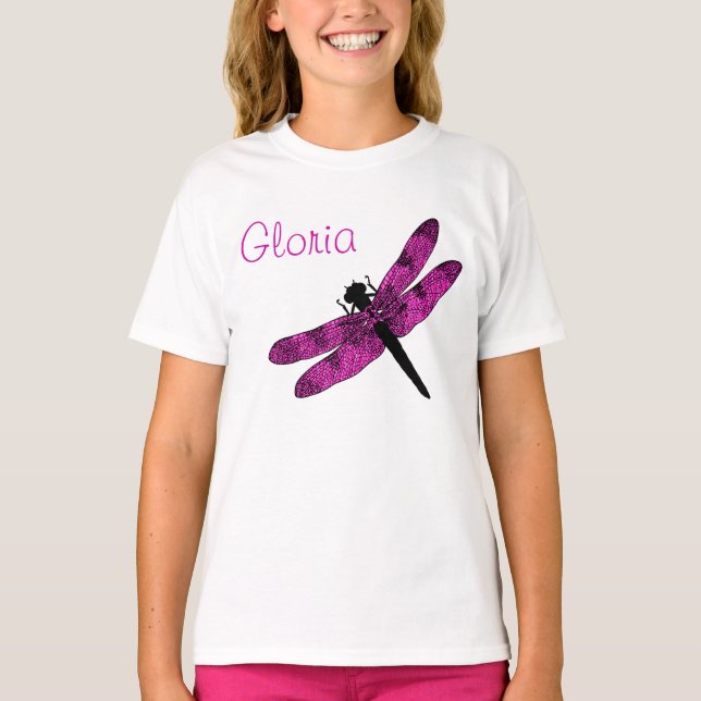Camiseta Libélula Rosa Personalizada (Frente)