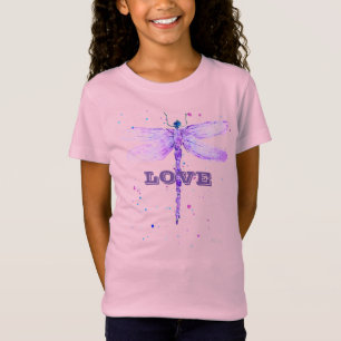 Camiseta Libélula roxa menina Amor fofo Menina Inseto