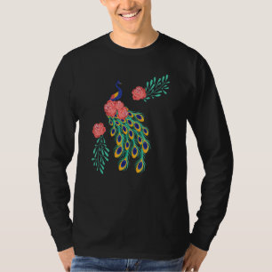 Camiseta Libélulas Pavão Azul Gráfico de Animais Aves