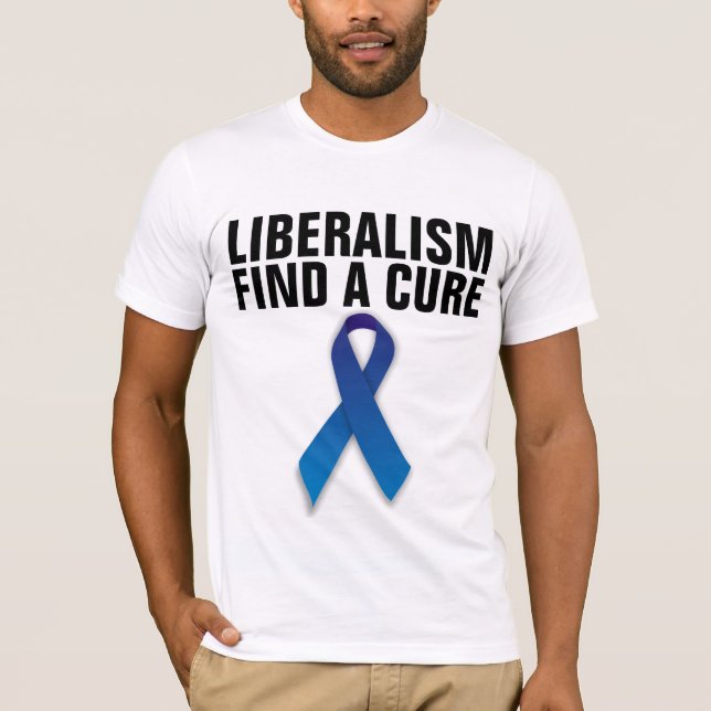 CAMISETA LIBERALISMO ENCONTRA UMA CURA DE T-SHIRTS (Frente)