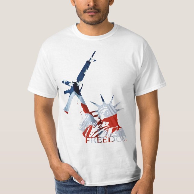 Camiseta Liberdade - ?a alteração em vermelho, em branco, & (Frente)