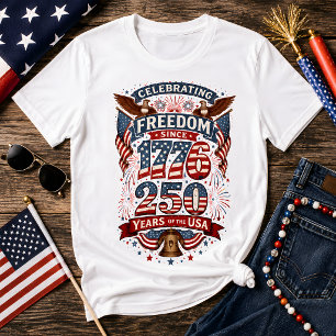 Camiseta Liberdade Americana Vintage 1776 250 Anos Patrióti