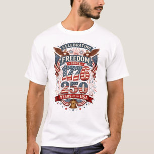 Camiseta Liberdade Americana Vintage 1776 250 Anos Patrióti