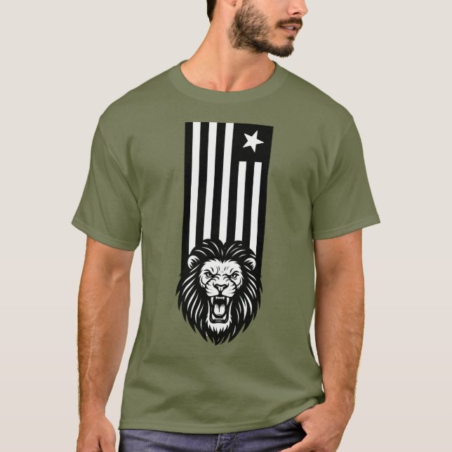 CAMISETA LIBERDADE BRANCA E NEGRA, PATRIOT LION (Frente)
