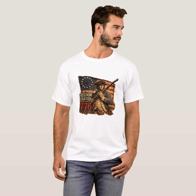 Camiseta liberdade começou em 1776 (Frente Completa)