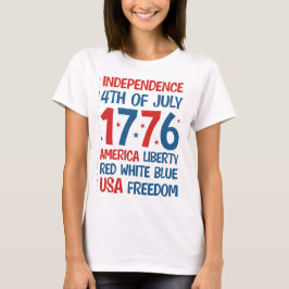 Camiseta Liberdade da América, Vermelho, Branco, Azul, Libe