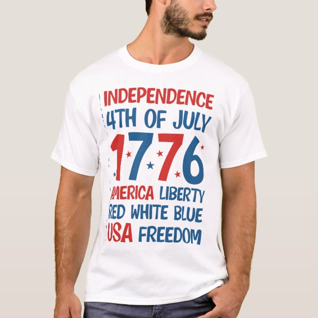 Camiseta Liberdade da América, Vermelho, Branco, Azul, Libe (Frente)