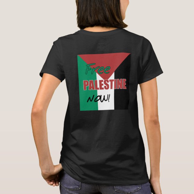 Camiseta Liberdade da Palestina Agora Bandeira Palestina (Verso)