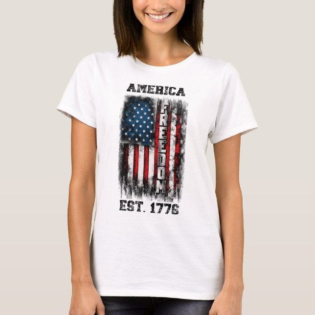 Camiseta Liberdade de bandeira americana desapontada no les (Frente)