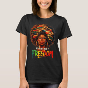 Camiseta Liberdade de Educação Professor Negro Livros Arte