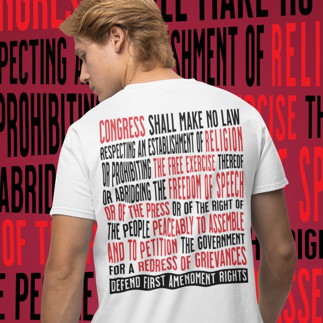 Camiseta Liberdade de Expressão e Protesto Pacífico Alteraç (Choose different text colors, switch to other shirt types, print front and back or one side only.)