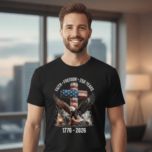 Camiseta Liberdade de Fé 250 Anos   América 1776–2026 Patri