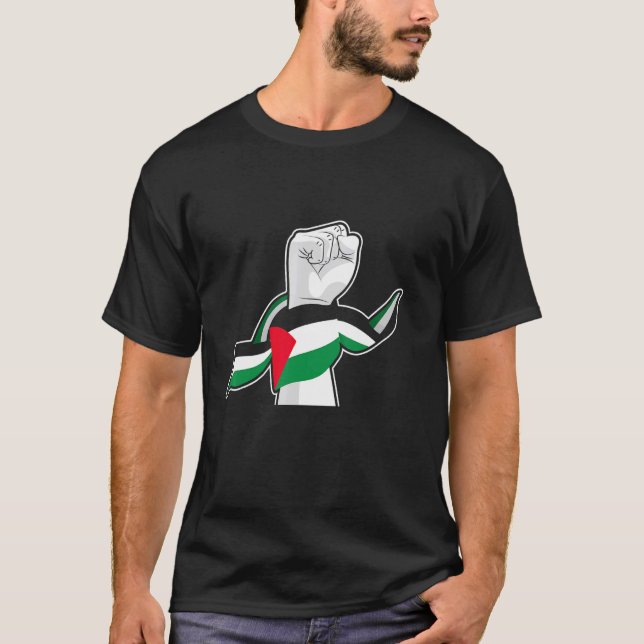 Camiseta Liberdade De Pé E Bandeira Da Palestina (Frente)
