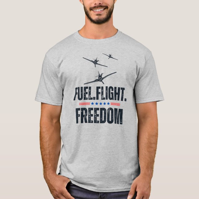 Camiseta LIBERDADE DE VOO COM COMBUSTÍVEL,Minimalista,Diver (Frente)