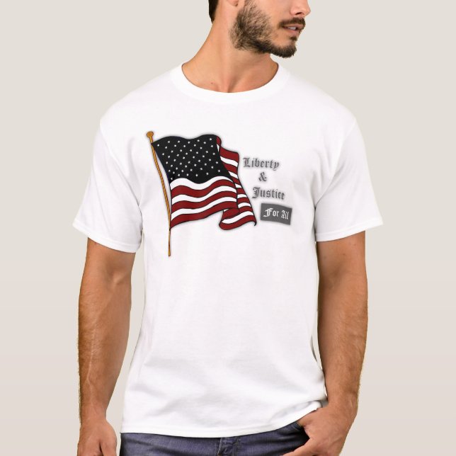 Camiseta Liberdade e justiça do t-shirt da bandeira (Frente)