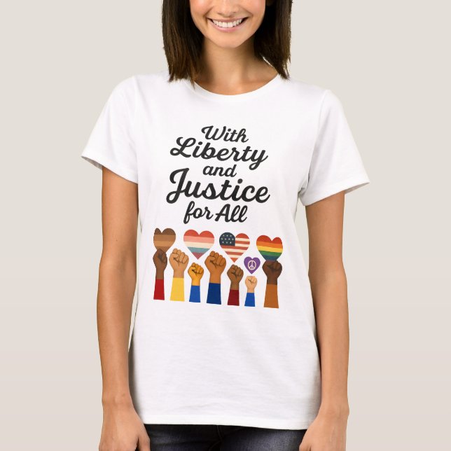 Camiseta Liberdade e justiça para todos protestam (Frente)