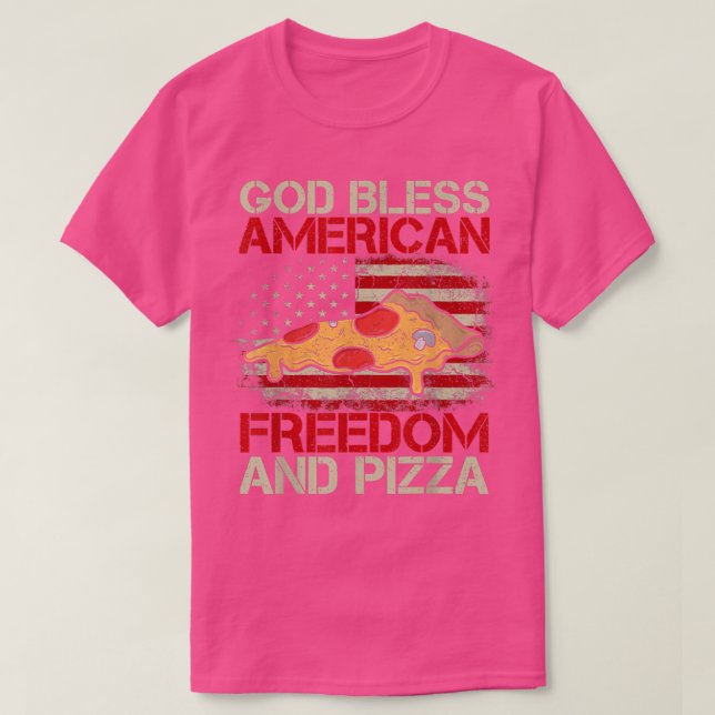 Camiseta Liberdade E Pizza Da América deus abençoe - 4 De J (Frente do Design)