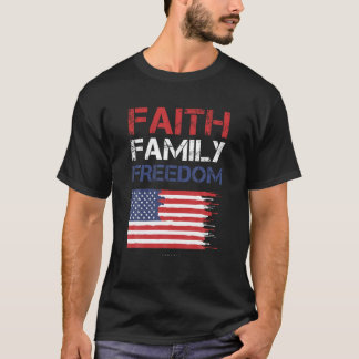 Camiseta Liberdade Familiar Fé Patriótica Estados Unidos Ca