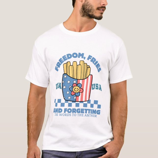 Camiseta Liberdade, fritas e esquecer as palavras (Frente)