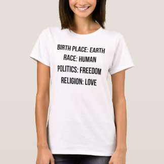 CAMISETA LIBERDADE HUMANA DA POLÍTICA DA RAÇA DA TERRA DO