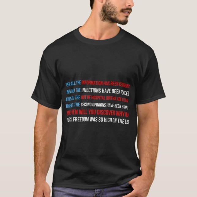 Camiseta Liberdade Médica de Bandeira Americana Sem Mandato (Frente)