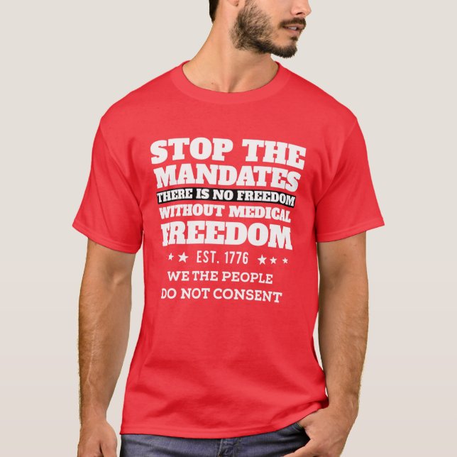 Camiseta Liberdade Médica - Parar Os Mandatos (Frente)
