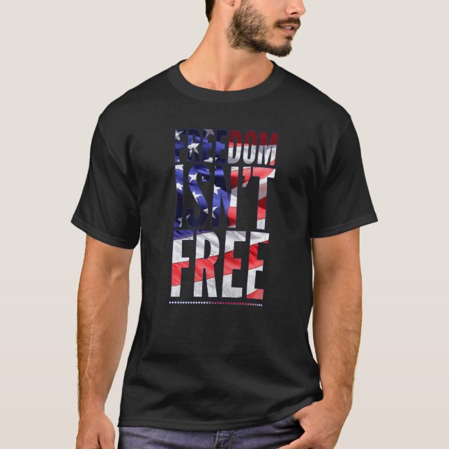 Camiseta Liberdade Não É Veterano Livre S Day American Flag (Frente)