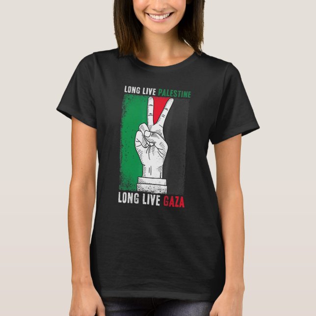 Camiseta Liberdade Palestina: Bandeira de Gaza Viva Pálida (Frente)