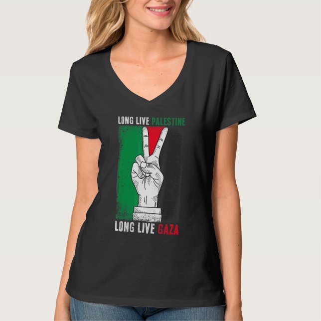 Camiseta Liberdade Palestina: Bandeira de Gaza Viva Pálida (Frente)