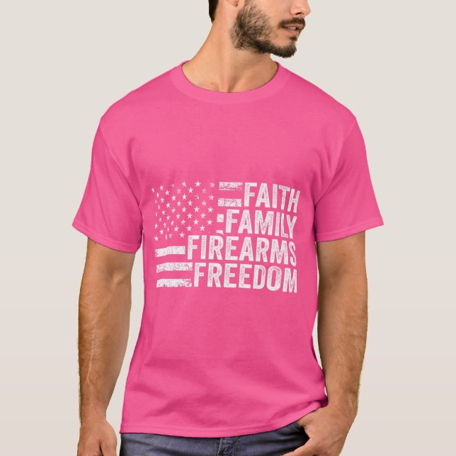 Camiseta Liberdade para a Família Fé - Pro God Guns Amer (Frente)