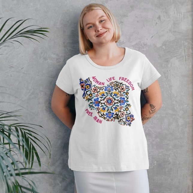 Camiseta Liberdade para a vida das mulheres | Presentes Ira (Woman Life Freedom | Persian Tiles Red T-Shirt)