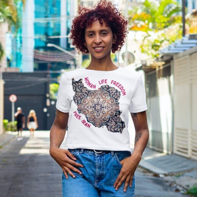 Camiseta Liberdade para a vida das mulheres | Vermelho de R (Woman Life Freedom | Persian Rug Red T-Shirt)