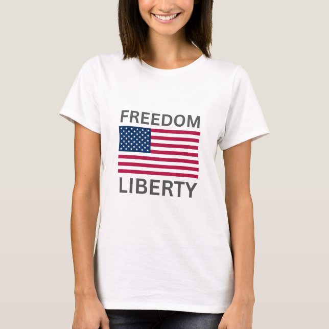 Camiseta Liberdade para as mulheres na bandeira dos EUA (Frente)