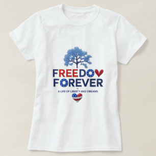 Camiseta Liberdade para sempre - Coração e Árvore Patriótic
