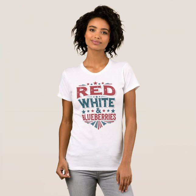 Camiseta Liberdade Patriótica, Branca e Azul (Frente Completa)