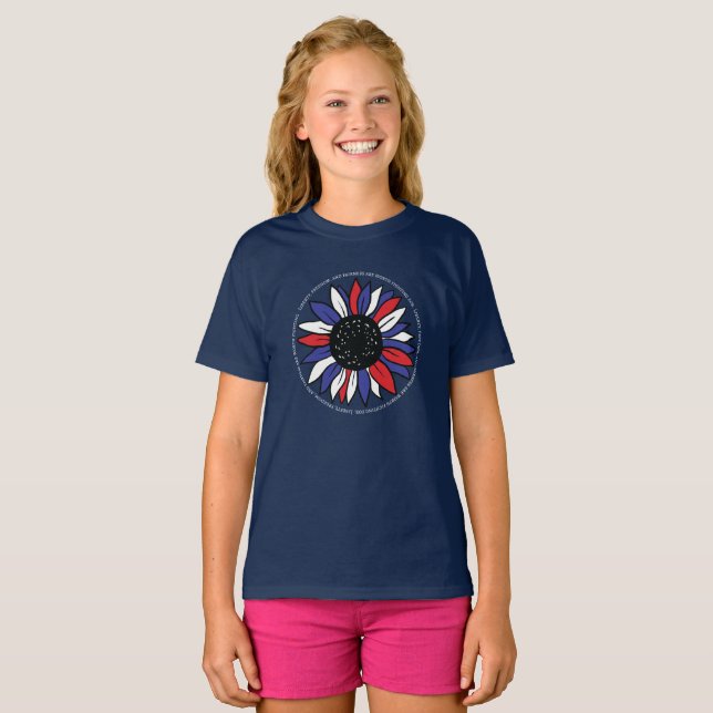 Camiseta Liberdade Patriótica de Girassol Liberdade Equidad (Frente Completa)