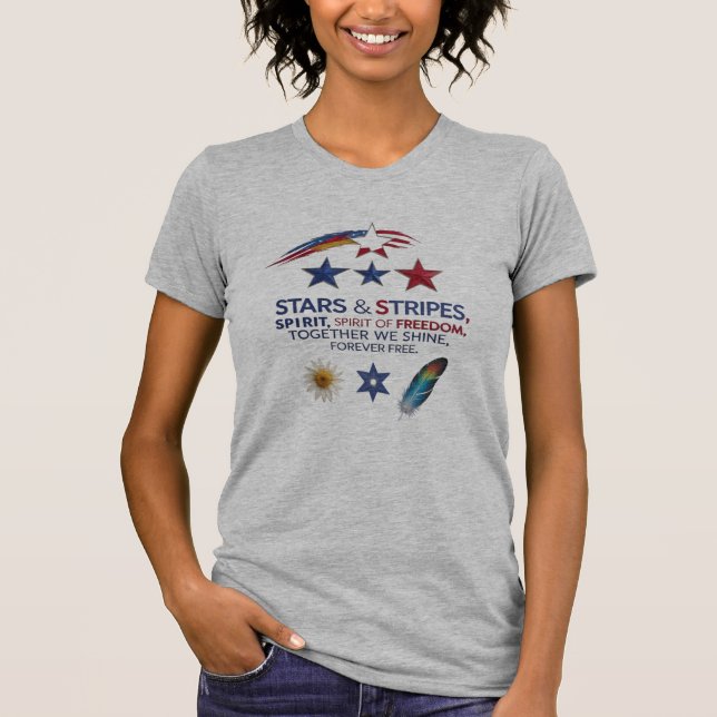 Camiseta Liberdade radiante - Estrelas, Stripes e Ajustado  (Frente)