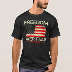 Camiseta Liberdade Sobre Medo Bandeira Patriótica Dos Eua A