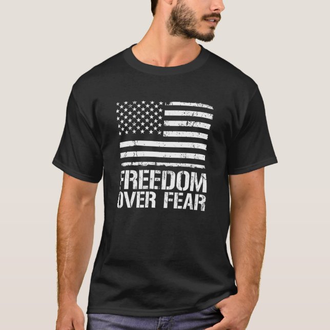 Camiseta Liberdade Sobre Medo Liberdade Médica Sem Mandatos (Frente)
