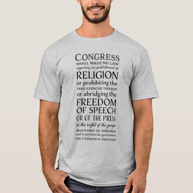 Camiseta Liberdades da Primeira Emenda - defenda seus (Frente)