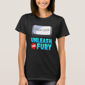 Camiseta Libere O Guerreiro Do Teclado Com Bonés Fury Trava