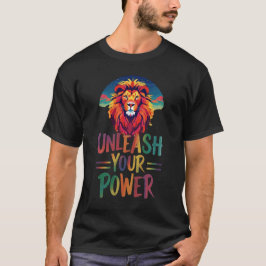Camiseta Libere Seu Poder: design de Silhueta Lion Sunset