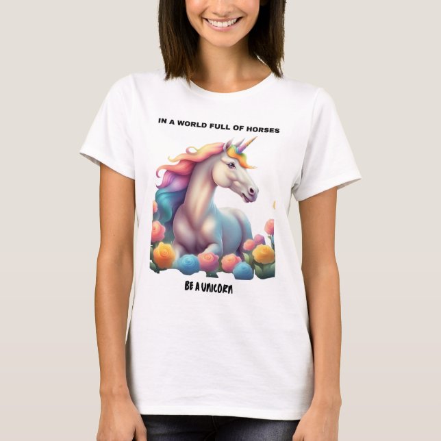 Camiseta Libere sua magia interna com o Unicórnio da tendên (Frente)